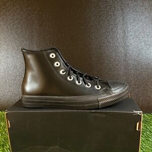 Converse Leather Chuck Taylor All Star High Top Sneakers Shoes Black Womens 8